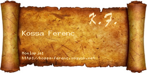 Kossa Ferenc névjegykártya